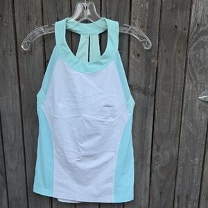 Lululemon Athletica Blue and White Fitted Tank Top